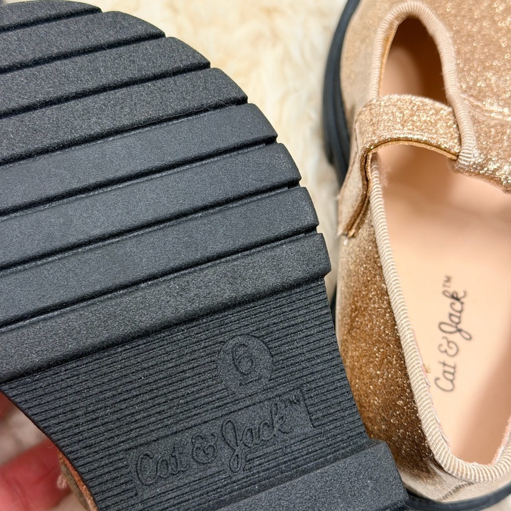 BUNDLE Cat & Jack Girls Glitter Mary Janes - Black & Gold size 6 - Picture 6 of 8